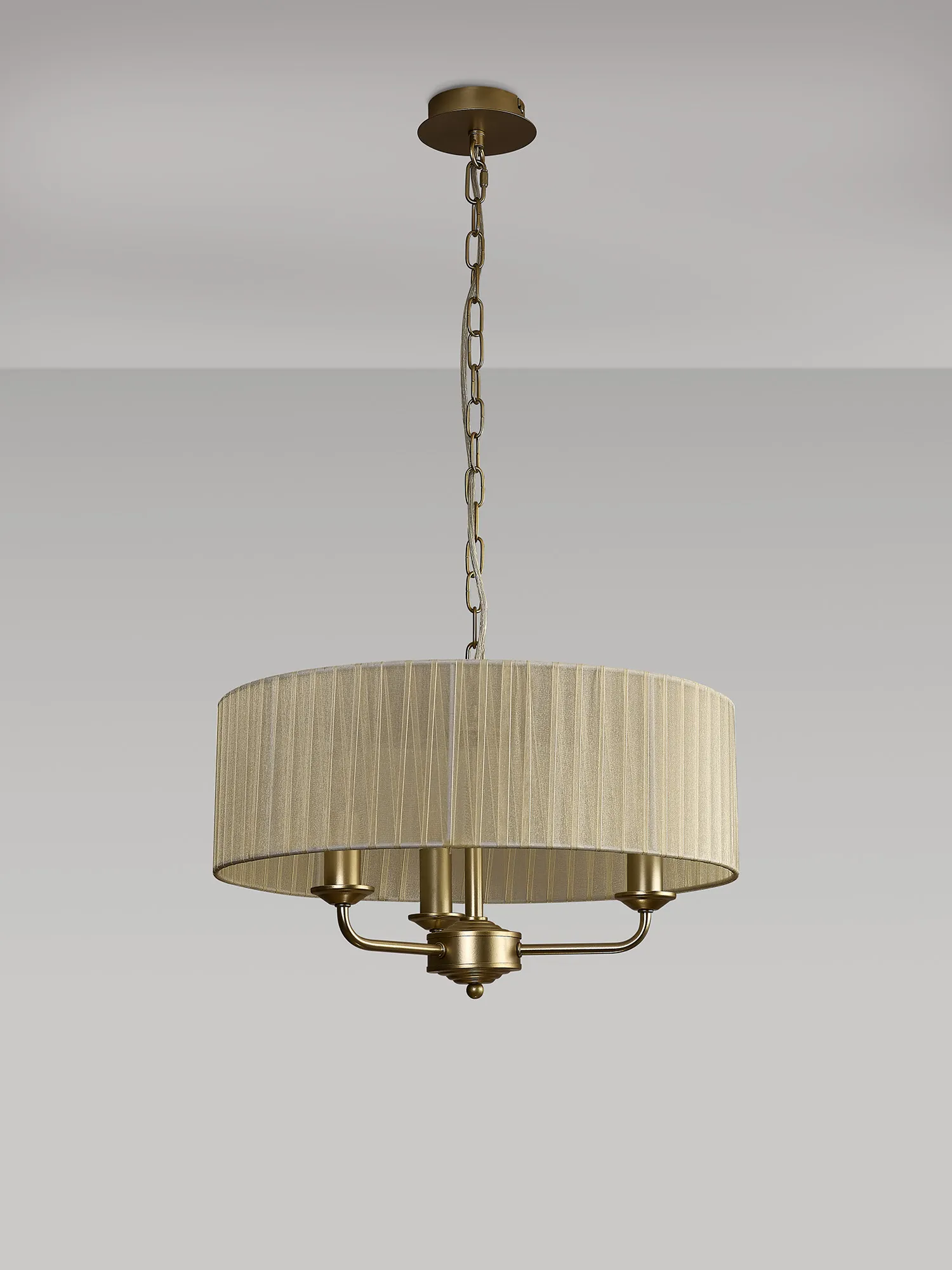 Banyan 45cm 3 Light Pendant Champagne Gold; Cream DK0959  Deco Banyan CG CR